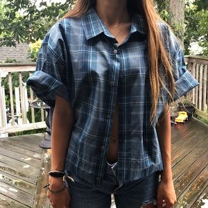 plaid cropped dress shirt